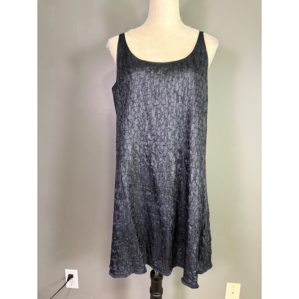 Eileen‎ Fisher Scrumple Tussah Silk Tank Dress M Mini Crinkle Capsule Minimalist